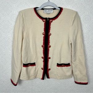 St. John Cream Jacket with Red and Black Trim